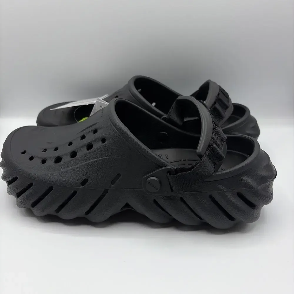 Crocs Echo Clogs Mules 207937 Men’s Size 8 Black Slip On Comfort Sandals NWT